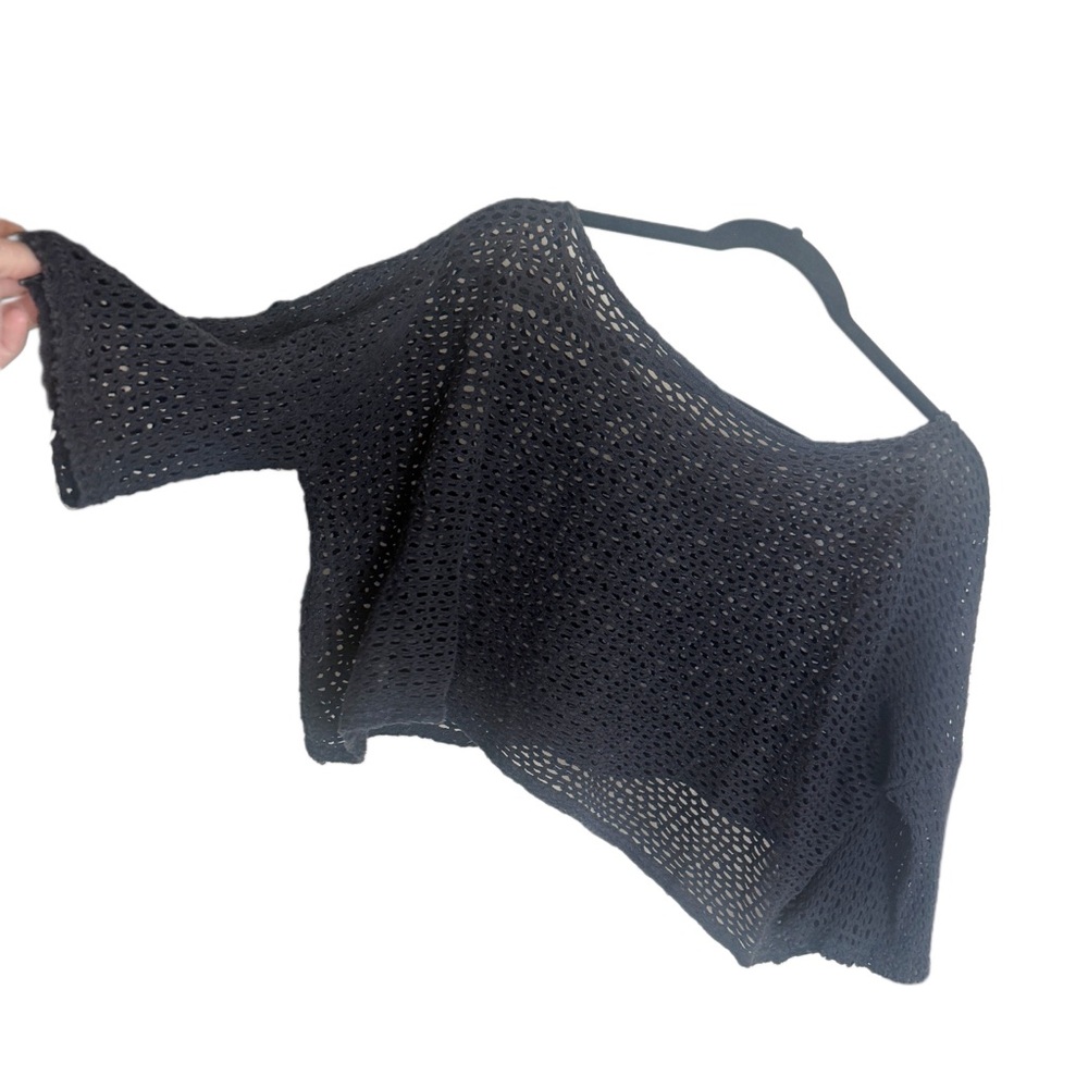 Black vintage 90s Cropped mesh knit goth punk rock Sweater Top Sz medium